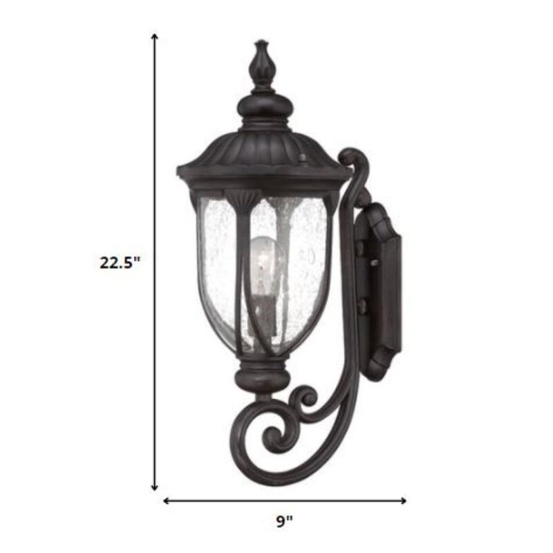 Hivvago XL Black Cast Aluminum Glass Lantern Wall Light