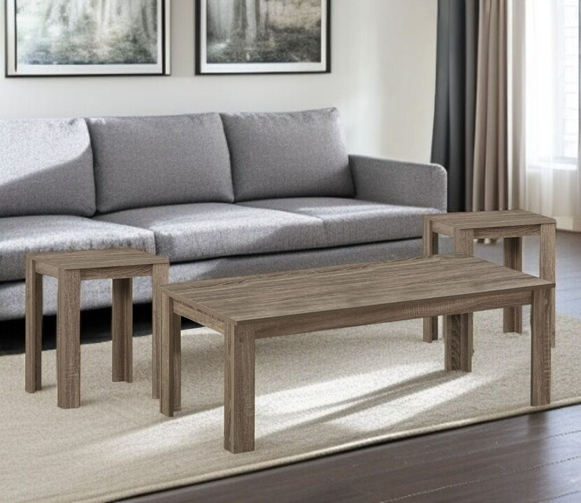 Set of Three Nesting Coffee Tables with Wooden Tops and Metal Frames for Living Room