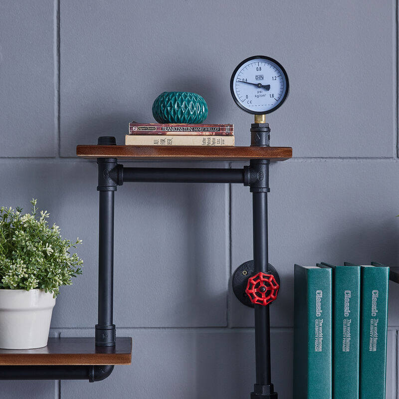 4-Tier Floating Corner Or Flat Wall Shelf Staggered Floating Industrial Rustic Pipe Shelving Unit � Wall Mount