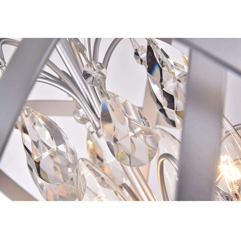 Chloe Benita Matte Silver 4-light Metal Crystal Orb Chandelier - Matte Silver image number 5