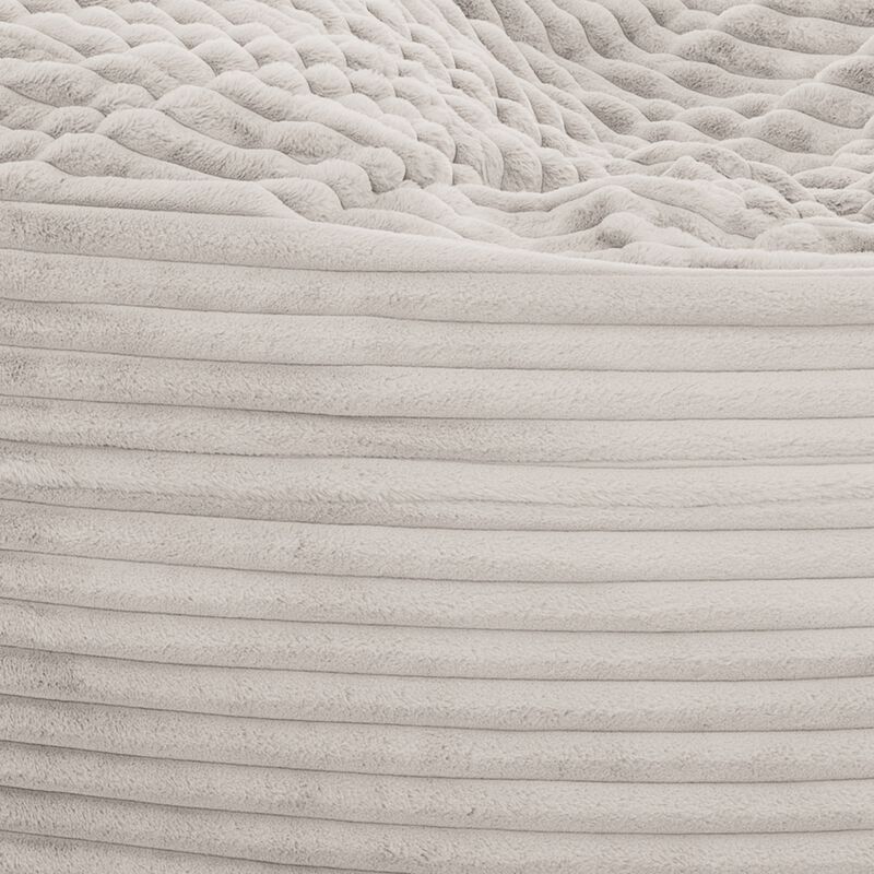 Sealy Bean Bag Chair, Soft Faux Fur Cover, Shredded Foam Fill, Beige - Benzara image number 3