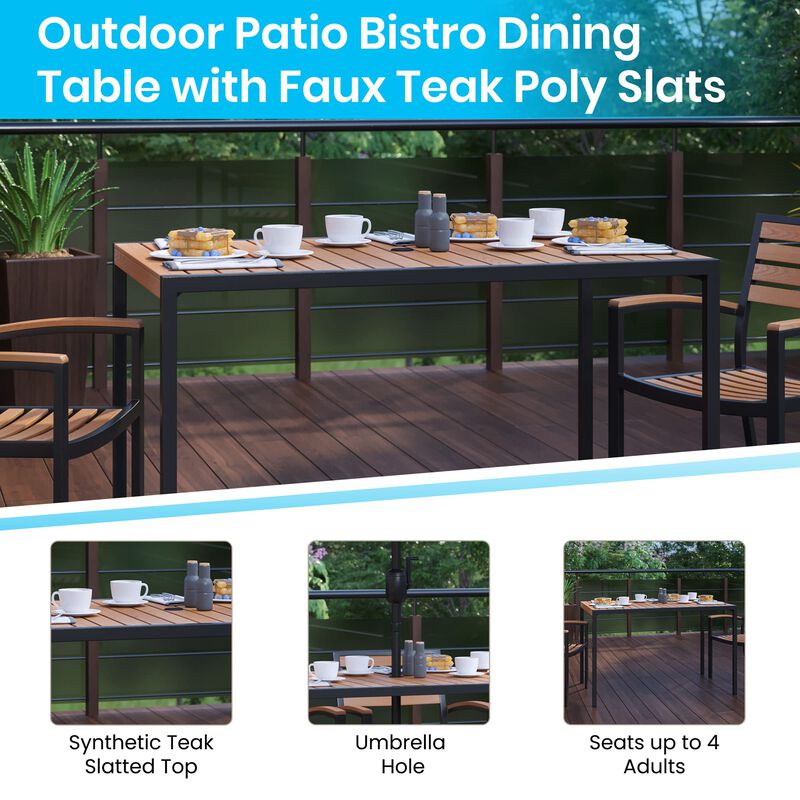 Faux Teak Patio Table & Chairs image number 2