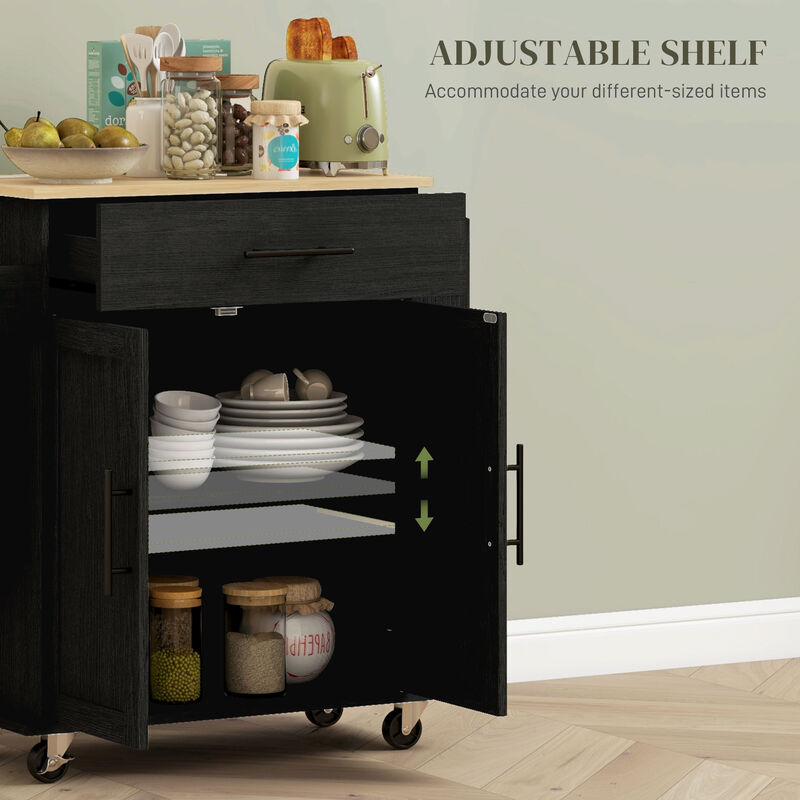 Hivvago Utility Kitchen Island on Wheels with Drawer and Doors image number 5