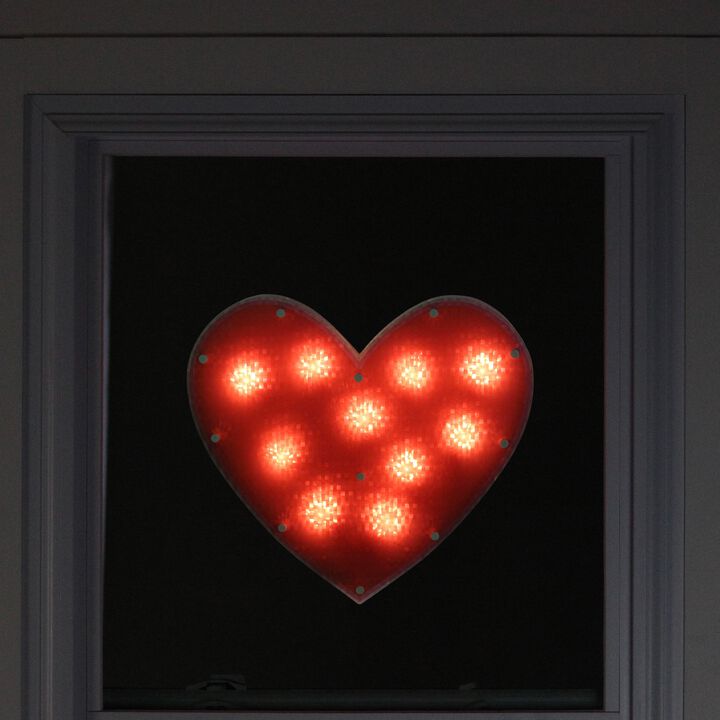 13" Lighted Shimmering Red Heart Valentine's Day Window Silhouette Decoration