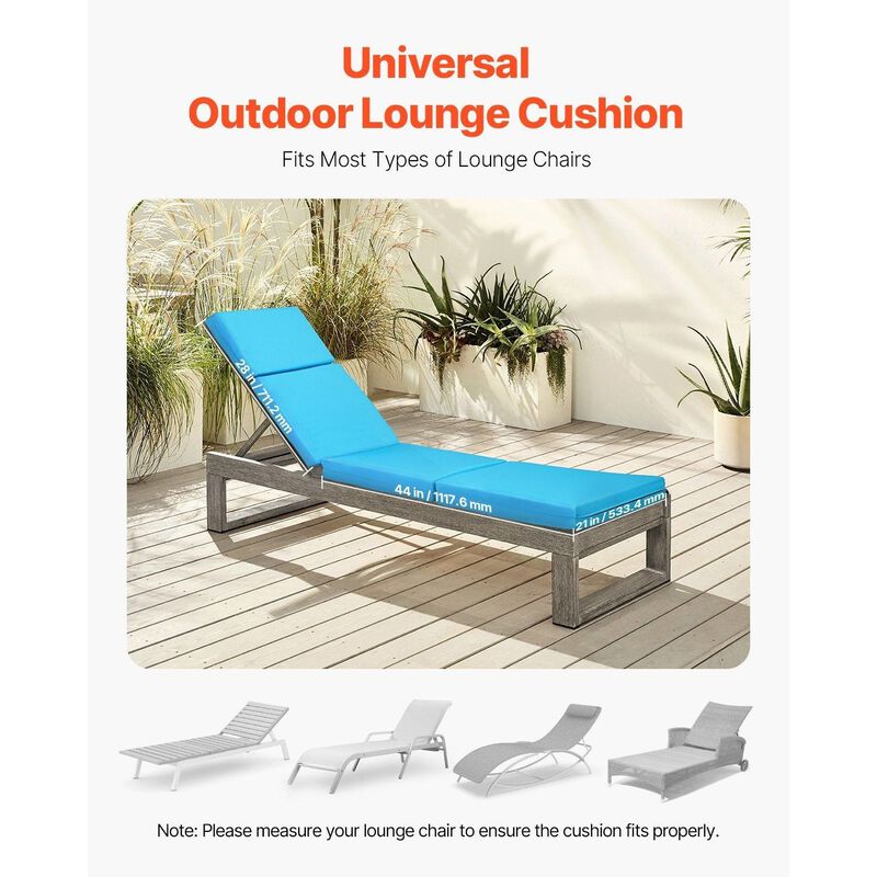 Set of 2 Outdoor Chaise Lounge Cushions, Waterproof & Fade-Resistant, Thick Pads image number 3