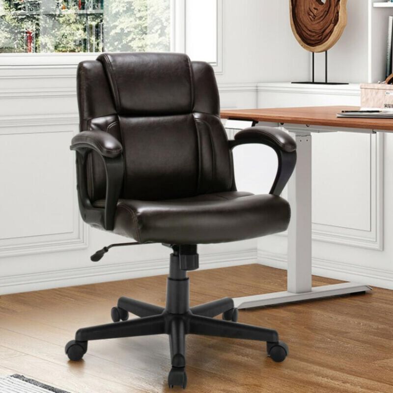 Hivvago Adjustable Leather Executive Office Chair Computer Desk Chair with Armrest