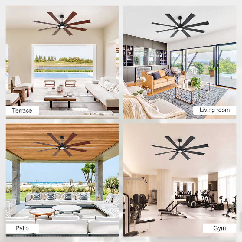 Breezary 72" Ceiling Fan with Light and Remote Control, 8 Blade, 6 Speed image number 6