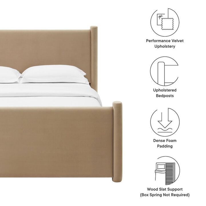 Rael Performance Velvet Full Platform Bed