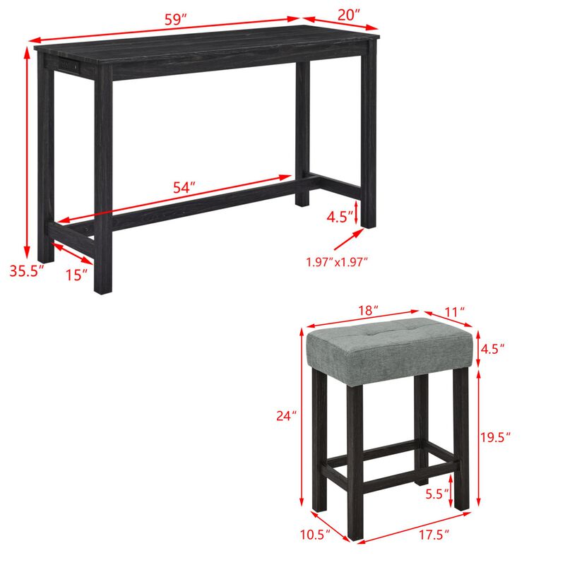 Peldze 4‑Piece Industrial Bar Table Set image number 9