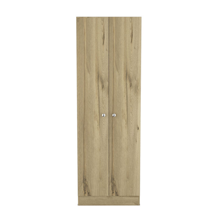 Multi Storage Cabinet, Double Door, Five Shelves -Light Oak / Black