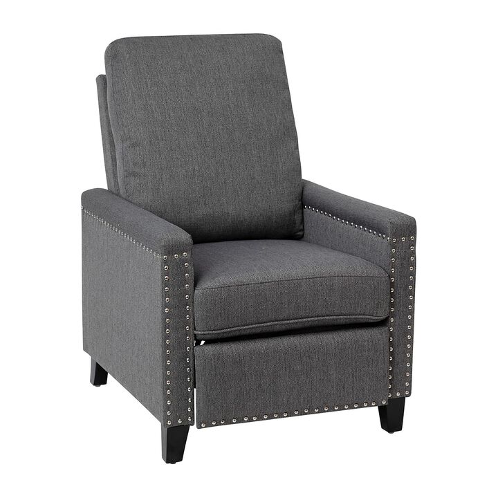 Flash Furniture Carson Transitional Style Push Back Recliner Chair - Gray Fabric Upholstery - Accent Nail Trim - Pillow Back Recliner
