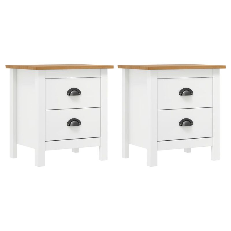 vidaXL Bedside Cabinet Hill 2 pcs White 18.1x13.8x19.5 Solid Pine Wood