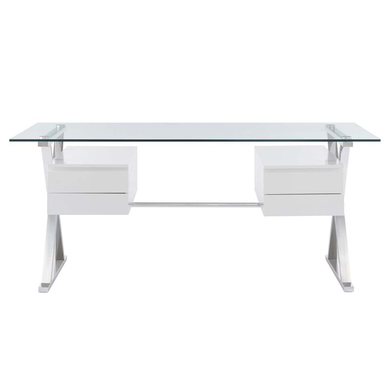Modway EEI-6226-WHI Sector 71" Glass Top Glass Office Desk, White image number 6