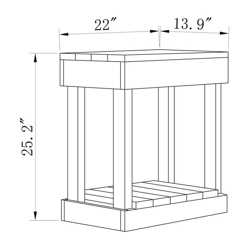 Farmhouse Rectangular Distressed Solid Wood Side Table Sofa End Table