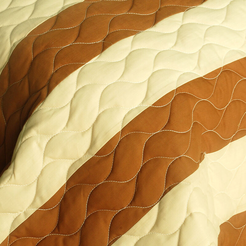 Sweet Soil 3 Piece Quilted Patchwork Bedding Set for Comfortable Bedroom Decor-Brown image number 3