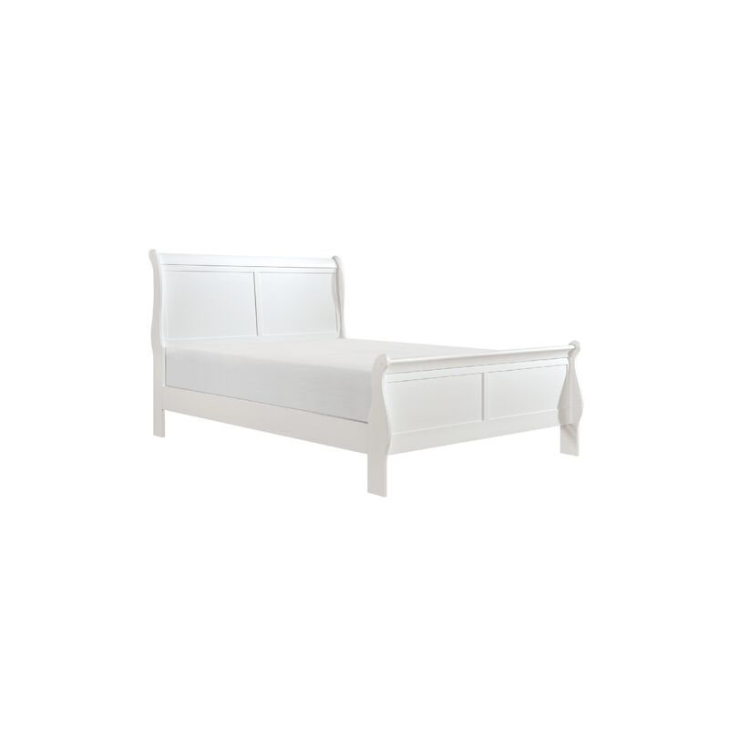 Full Size Bedroom Set, Traditional Carved Wood Design, White Finish, 4-Piece Set with Bed, Nightstands and Dresser image number 2