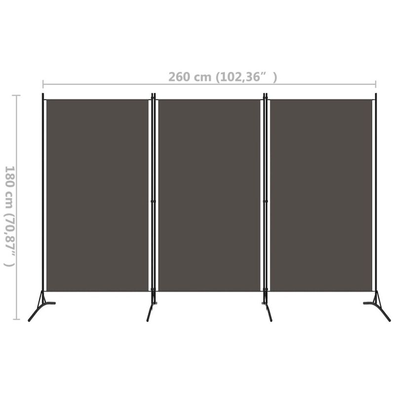 3-Panel Room Divider Anthracite 102.4"x70.9" Fabric