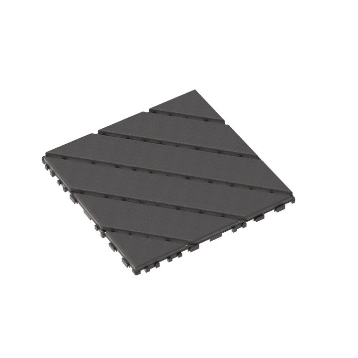 Plastic Interlocking Deck Tiles, 44 Pack 12"x12" Waterproof Patio Flooring, Diagonal Groove Design