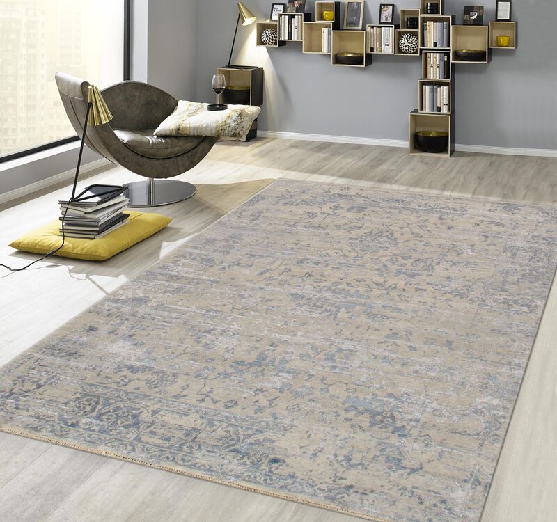 Pasargad Home Transitional Hand-Knotted Silk & Wool Area Rug- 7'11" X 9'10"