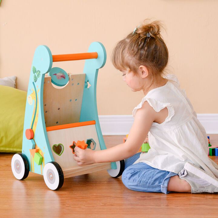Teamson Kids Wooden Activity Walker Educational Play Musical Walk Toy PS-T0008