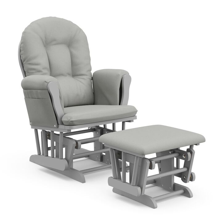 Storkcraft Hoop Glider and Ottoman - Pebble Gray with Light Gray