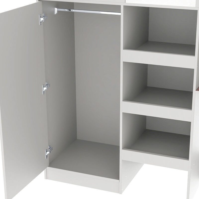 Merax Loft Bed with Wardrobe and Desk