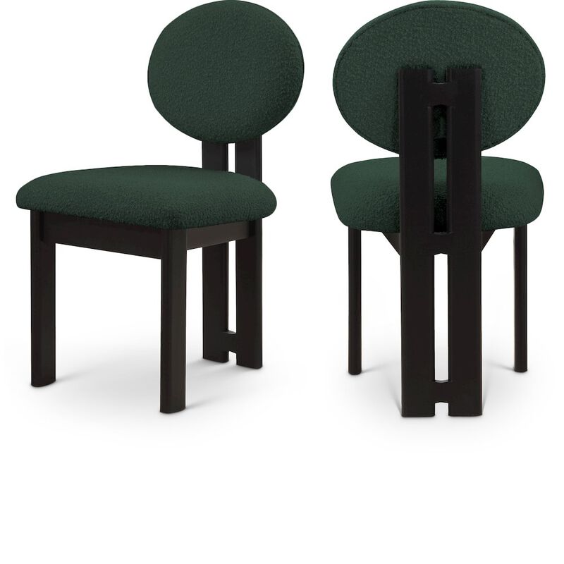 Meridian Furniture Napa Green Boucle Fabric Dining Chair, Set of 2