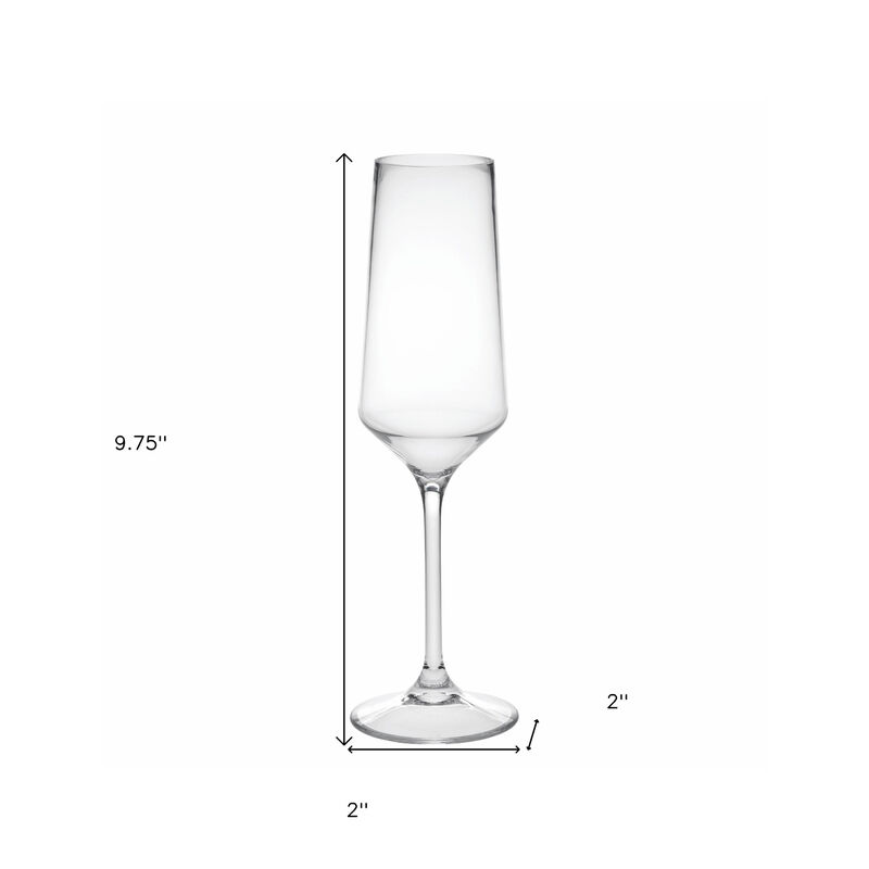 HomeRoots Set of Four Clear Tritan Plastic Stemmed Flutes image number 5