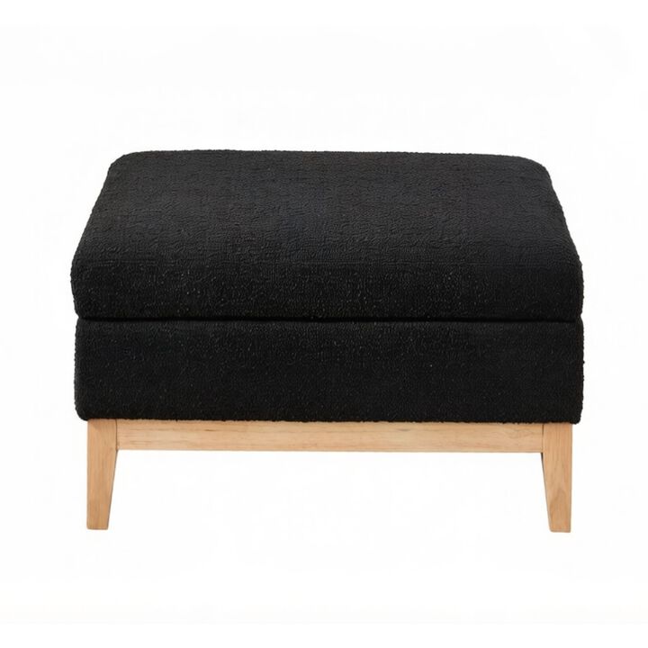 GOODSILO Upholstered Wood Base Storage Ottoman with Reversible Lid Coffee Table Foot Stool