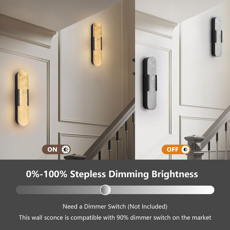 3.5 in. 1-Light LED Wall Sconce with Stone Shade (Set of 2) image number 3