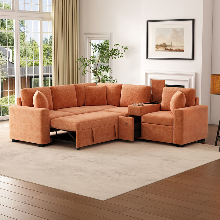 L-shaped Convertible Sectional Sofa Sleeper.