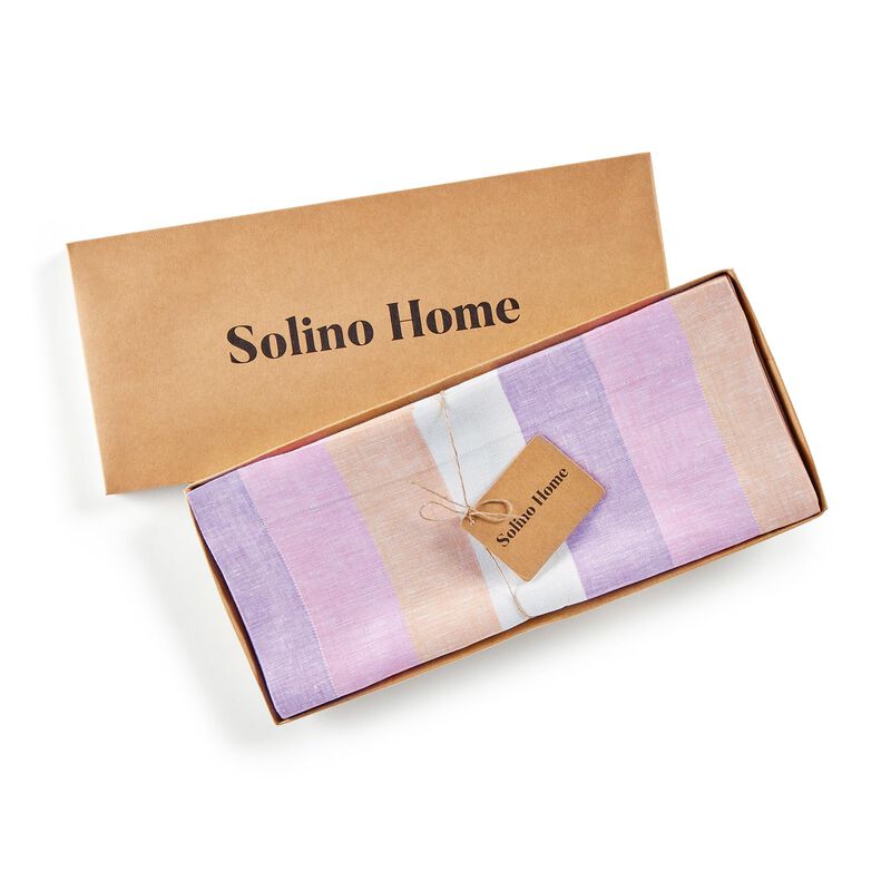 Solino Home 100% Pure Linen Table Runner - Gelato Stripe