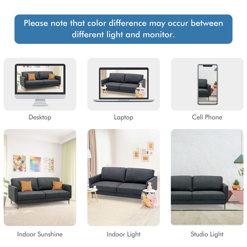 Fabric Sofa Couch Living Room Small Apartment Furniture w/ Metal Leg