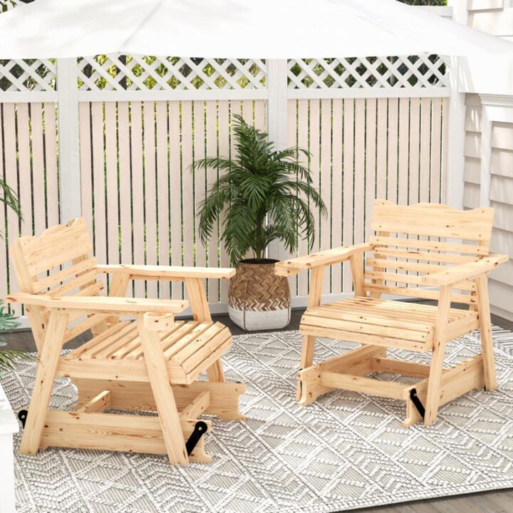 Hivvago Outdoor Wood Rocking Chair with High Back and Widened Armrests