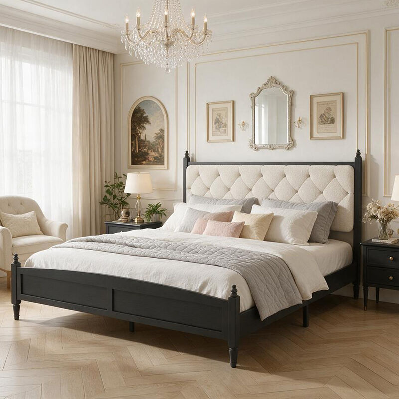 Threrd Easy Assembly Upholstered Platform Bed Frame with Soft Padded Headboard image number 8