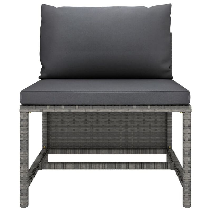 Ley 3pc Outdoor Modular Sofa Set, Dark Gray Polyester, Poly Rattan - Benzara