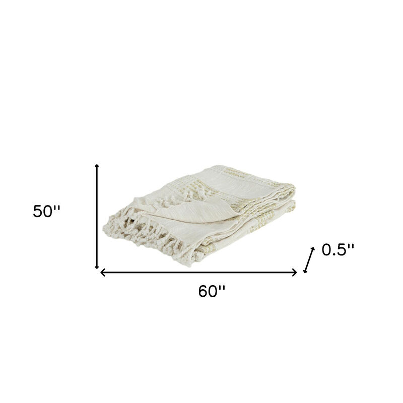 HomeRoots Natural Woven Cotton Throw Blanket image number 3