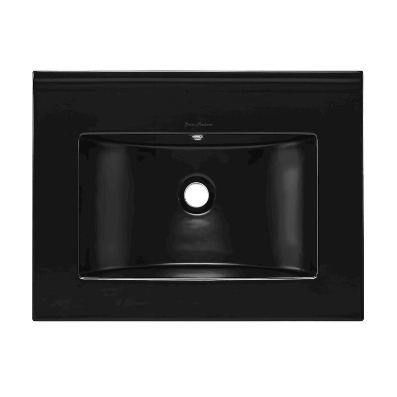 24" Zero Hole Vanity Sink Top in Glossy Black image number 0
