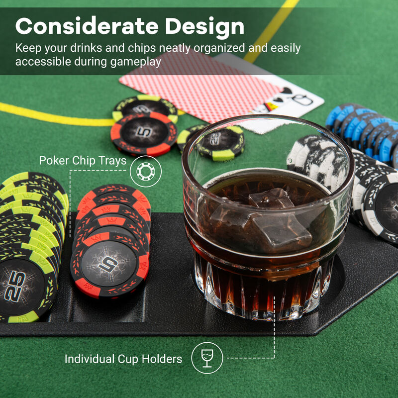 Foldable Poker Table Top for 8 Players with Cup Holders and Carrying Bag image number 5