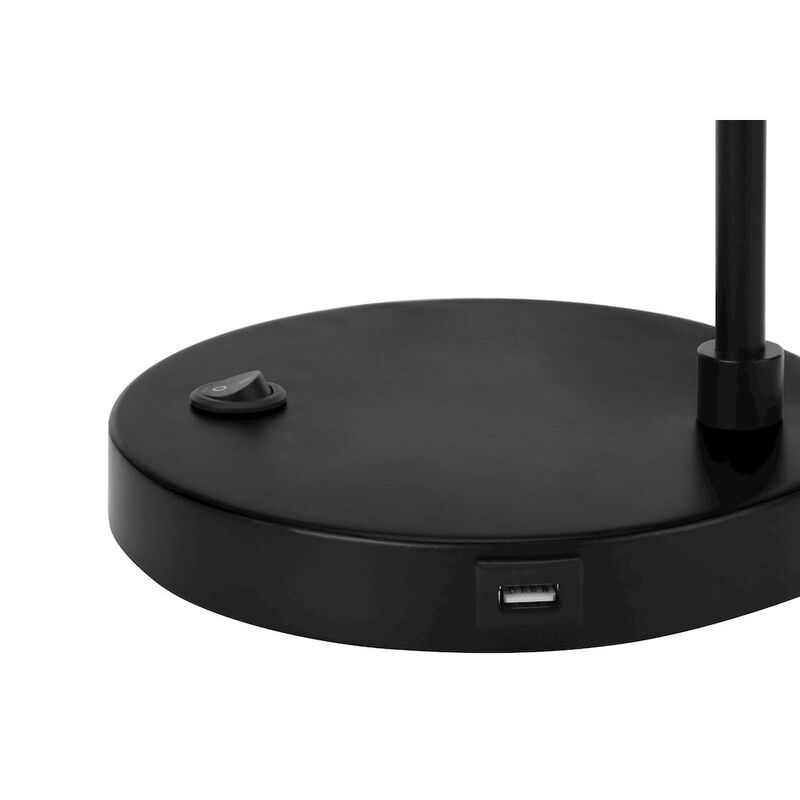 ="Lighting, 21""H, Table Lamp, Usb Port Included, Black Metal, Black Shade, Mod