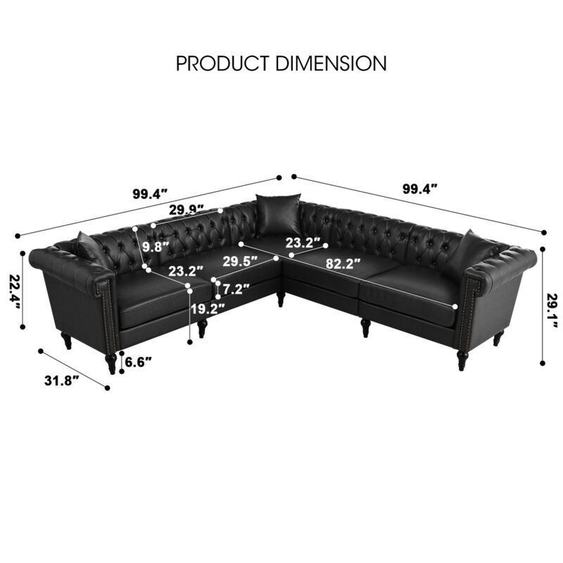 Zefwi Chesterfield L-Shaped Sectional Sofa image number 9