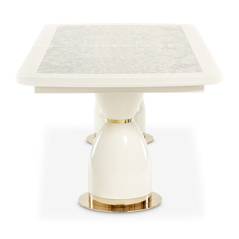 Michael Amini Lisbon Double Pedestal Dining Table - Silken Matte Cream image number 5