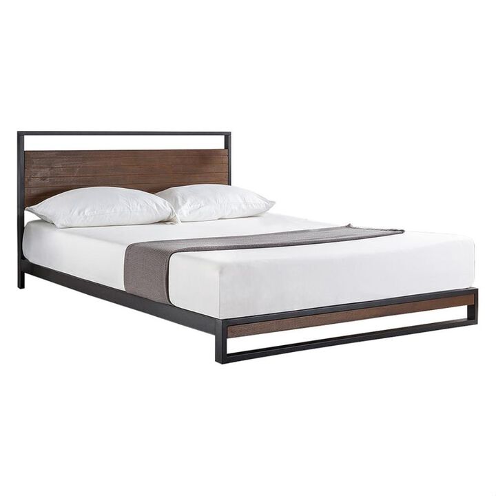 Hivvago Queen size Metal Wood Platform Bed Frame with Headboard