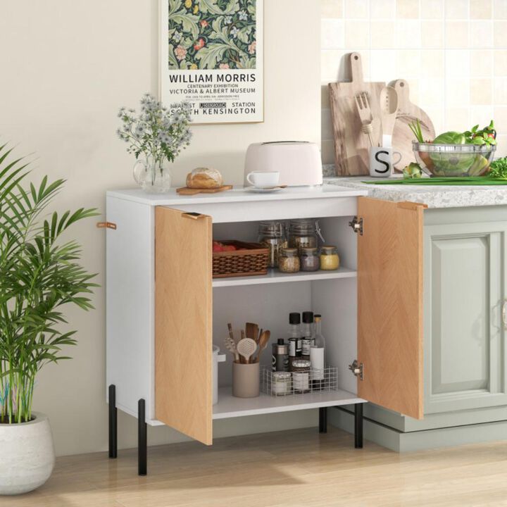 Hivvago 2-Door Buffet Cabinet Sideboard with Shelf and Metal Legs