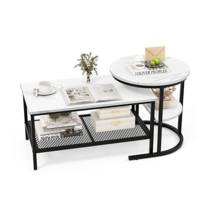 Hivvago Nesting Coffee Table with Extra Storage Shelf for Living Room
