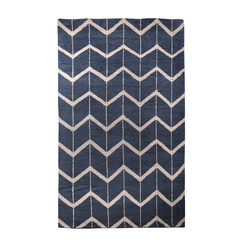 HAND KNOTTED WOOL Geometric AREA RUGS  - Rectangle Shape, Geometric Modern, Medium Pile Handmade Area Rugs for Living Room, Bed Room (N01052) image number 0