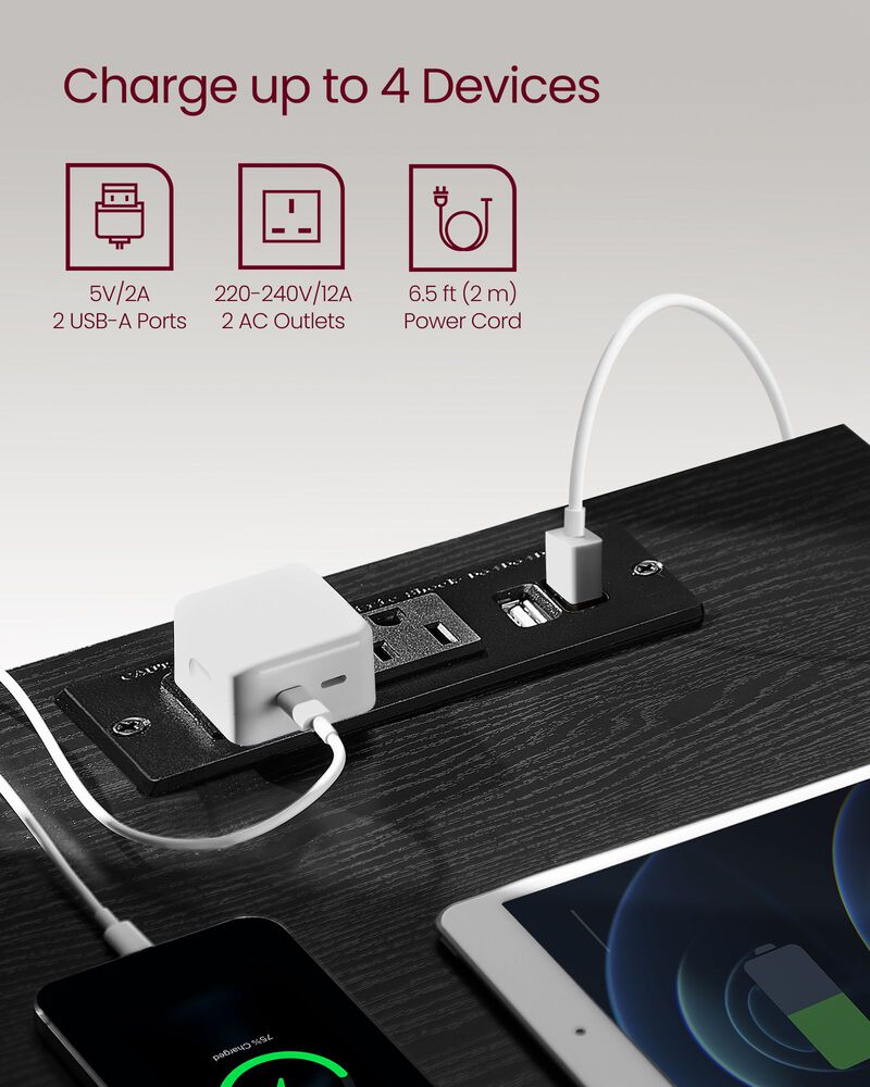 Nightstand with Charging Station for Convenient Bedside Charging and Storage