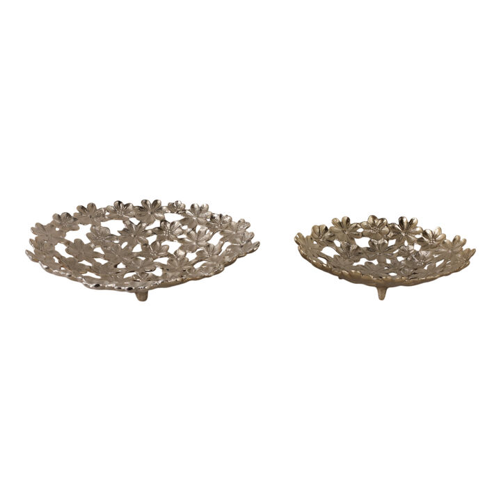 S/2 Cut-out Flower Metal Bowls