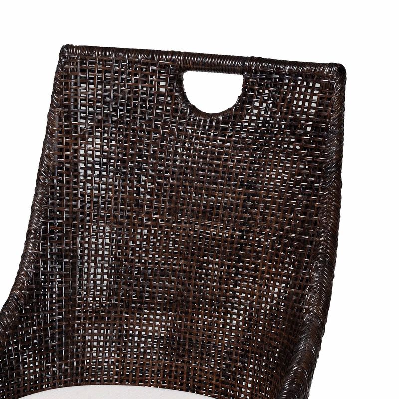 bali & pari Petra Natural Rattan 2-Piece Dining Chair Set - Handwoven Wicker Accent Chair with Wingback Profile and Cutout Handle, Espresso image number 3