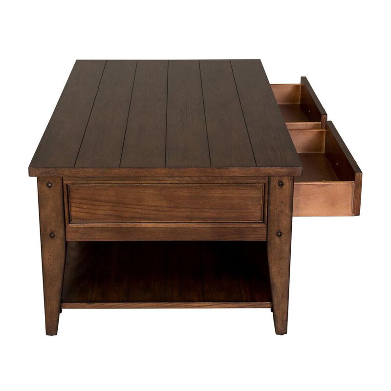 Liberty Furniture Lake House Cocktail Table in Rustic Brown Oak image number 4